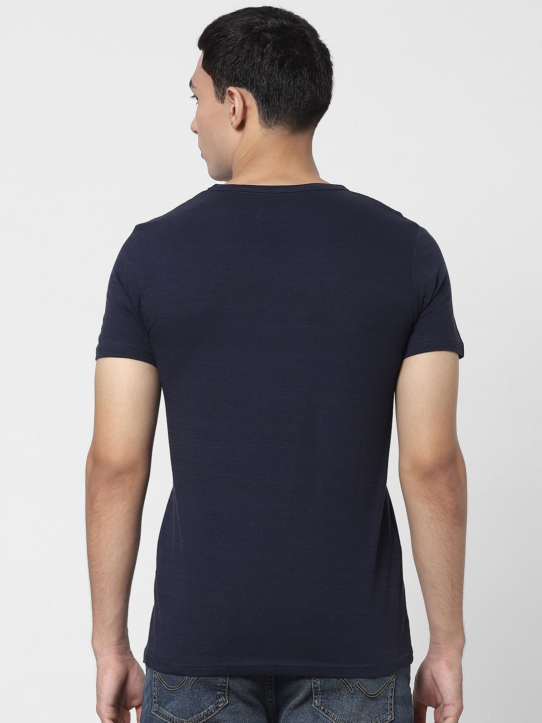 Blue Logo Print Crew Neck T-shirt