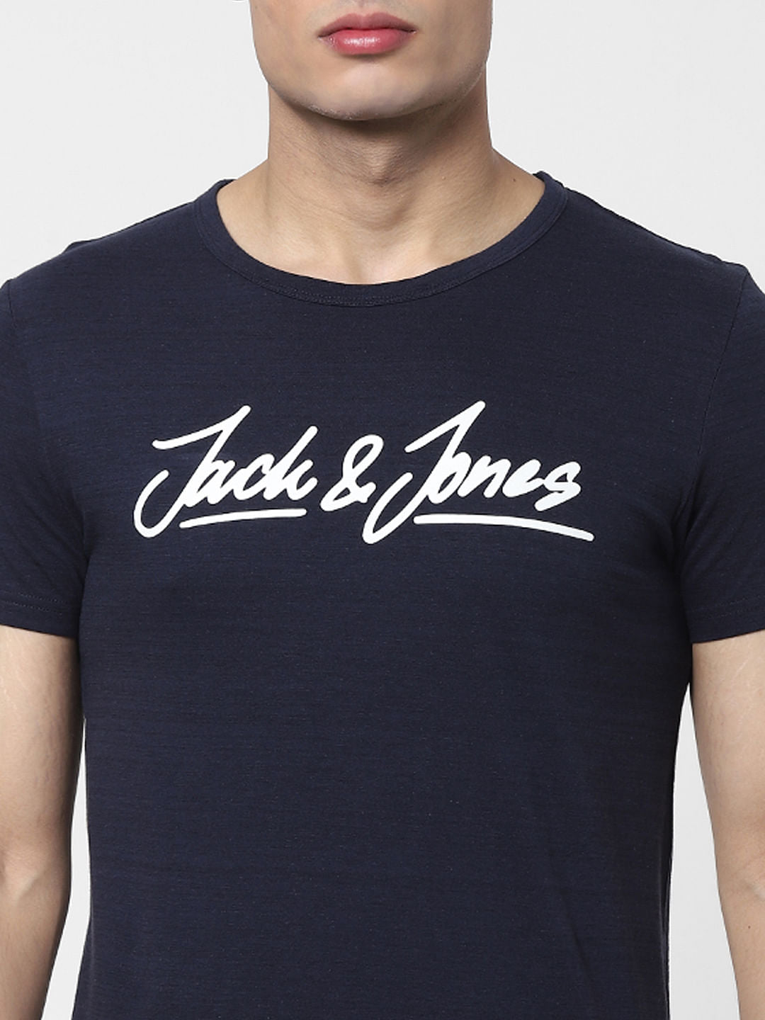 Blue Logo Print Crew Neck T-shirt