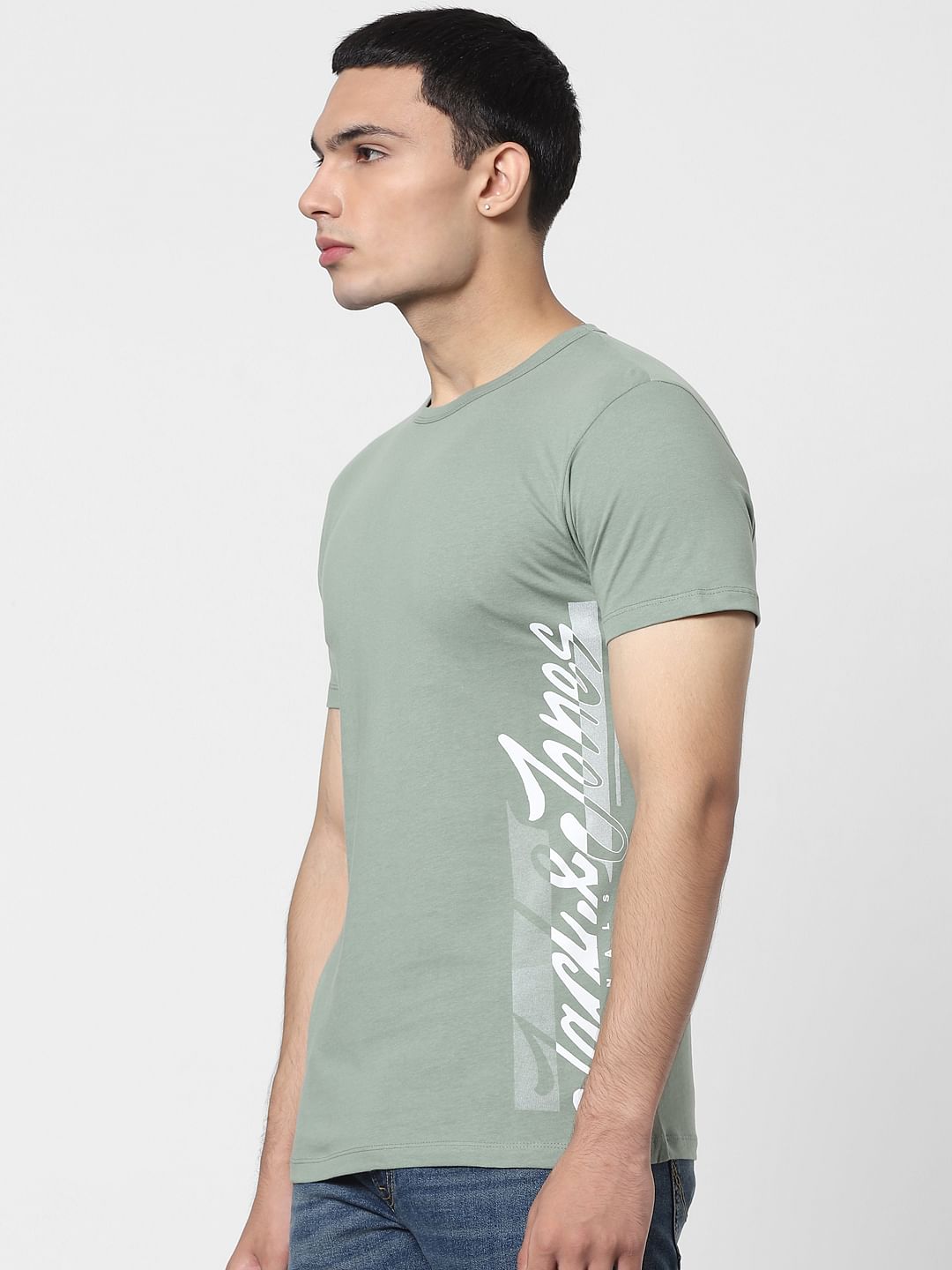 Green Logo Print Crew Neck T-shirt