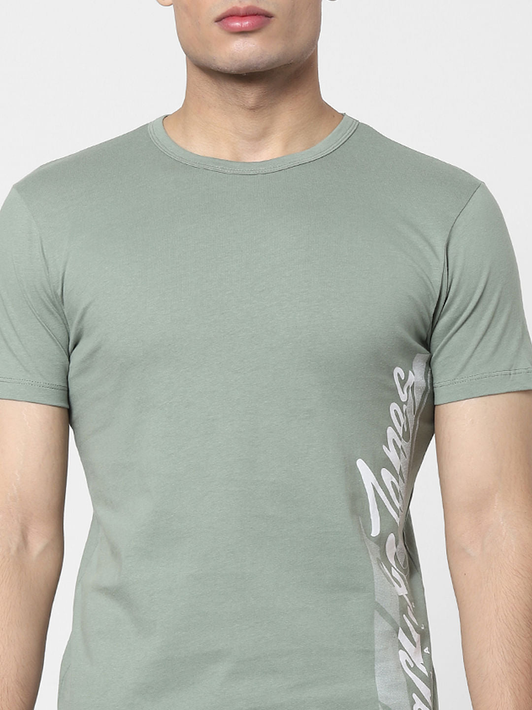Green Logo Print Crew Neck T-shirt