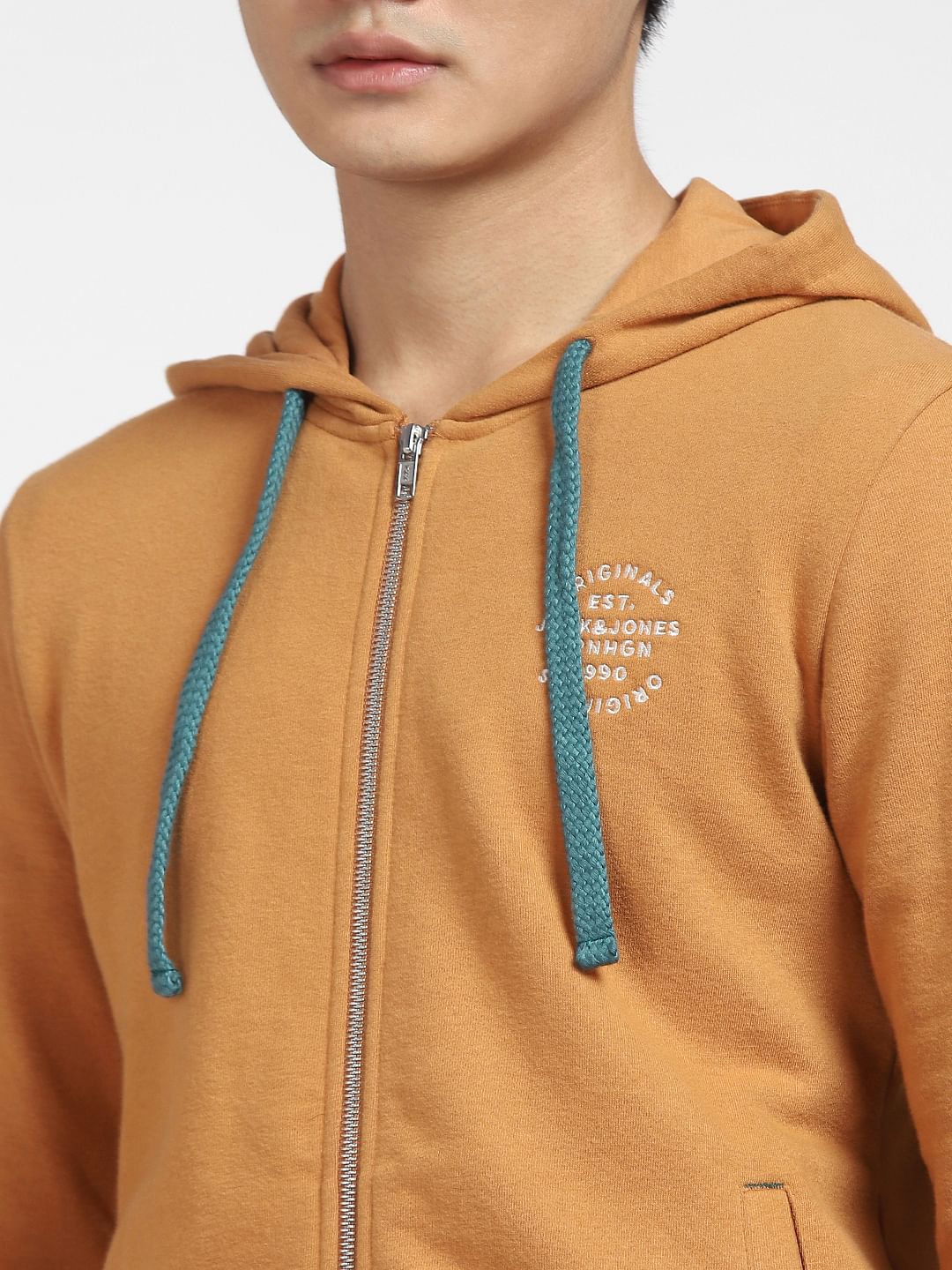 Brown Front-Open Hooded Sweatshirt