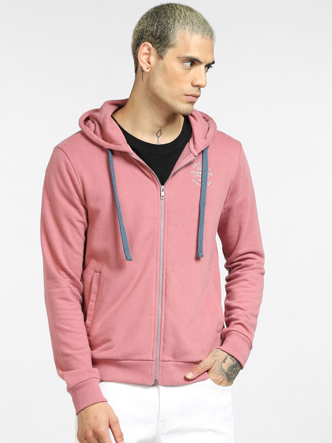 Pink Zip-Up Hooded Sweatshirt