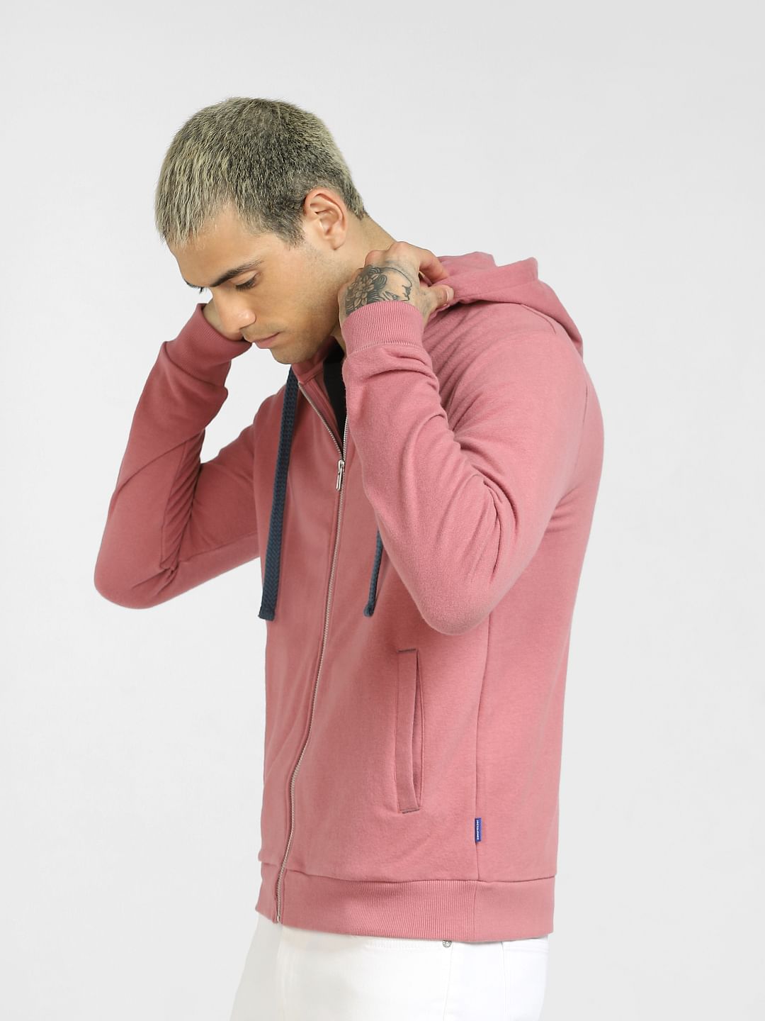 Pink Zip-Up Hooded Sweatshirt
