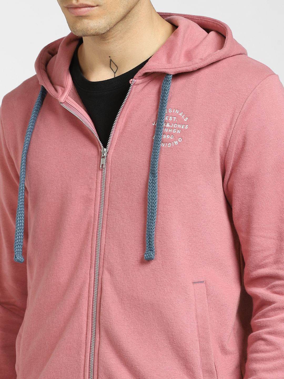 Pink Zip-Up Hooded Sweatshirt