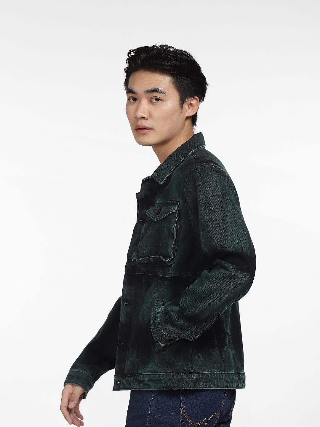 Black Printed Denim Jacket