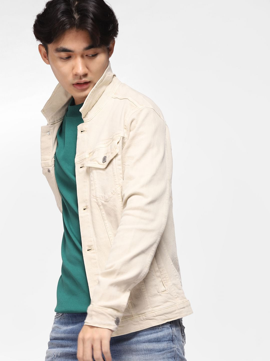 Beige Denim Jacket - S