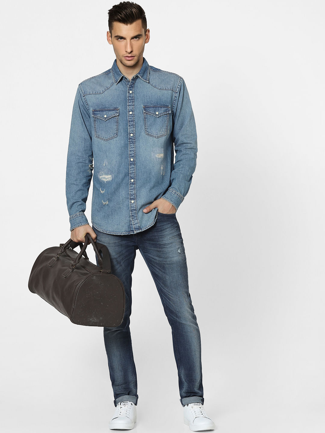 Blue Denim Full Sleeves Shirt - S