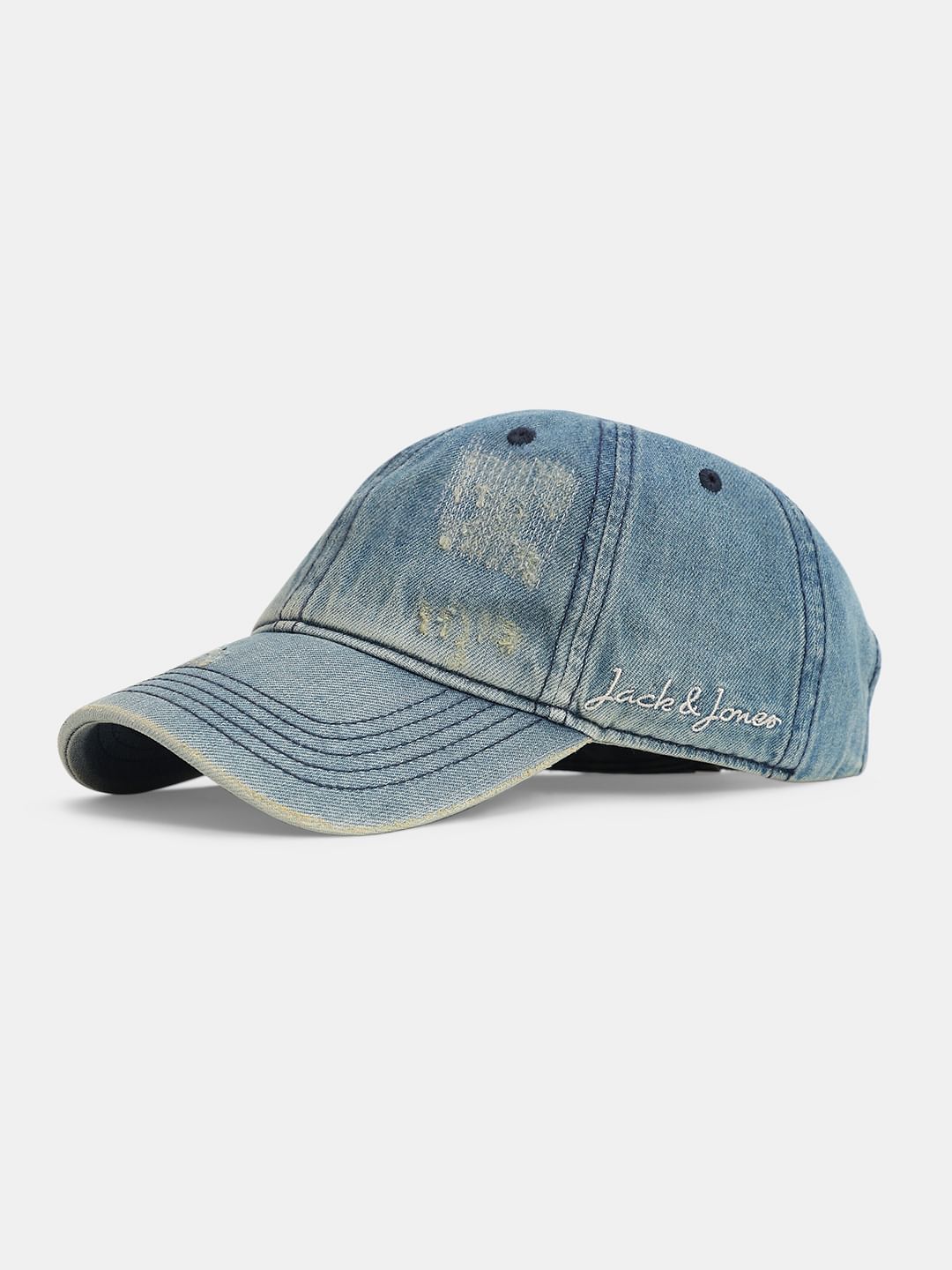 Blue Ripped Denim Baseball Cap