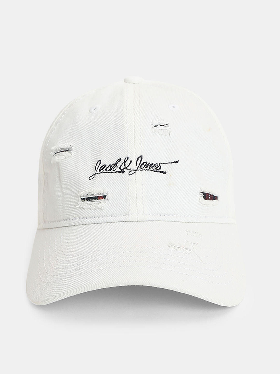 White Distressed Baseball Cap - ONE