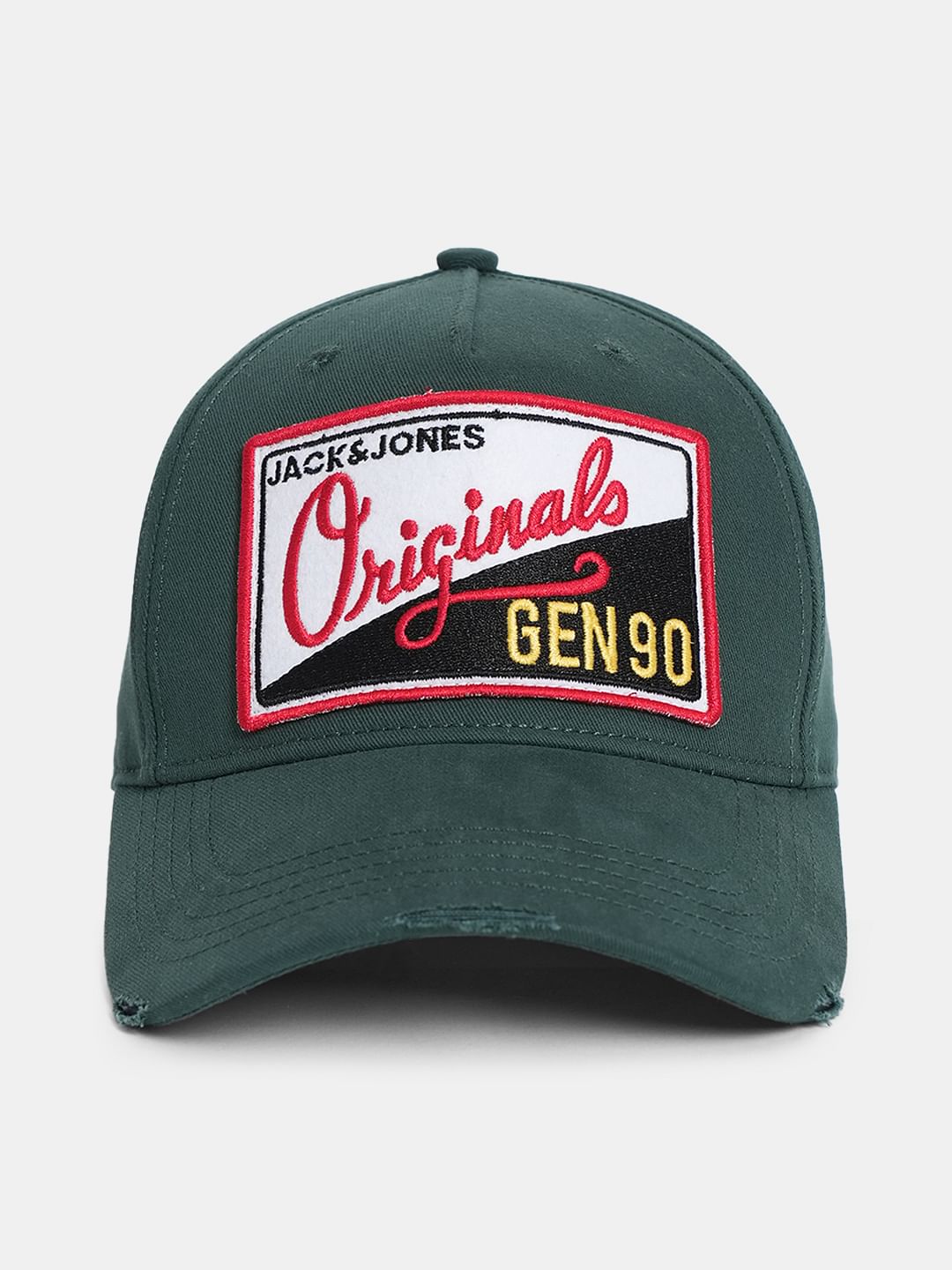 Green Cotton Printed Cap - ONE