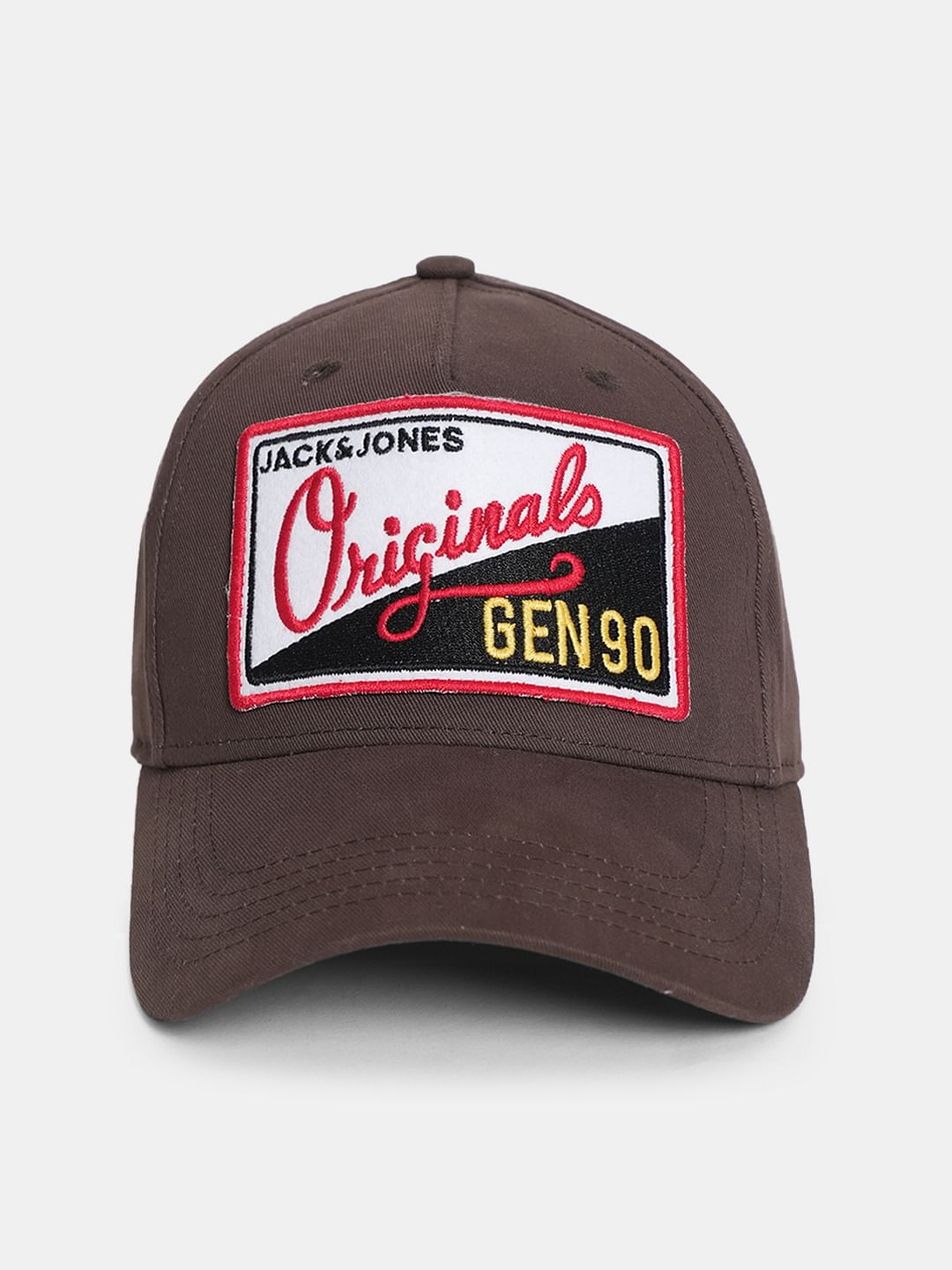 Brown Cotton Printed Cap - ONE