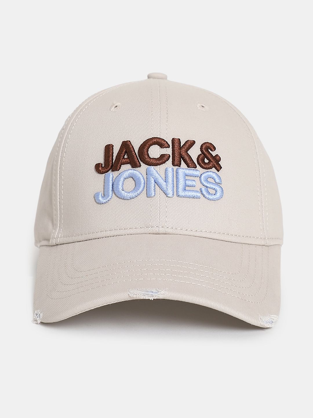 Beige Embroidered Text Cap - ONE