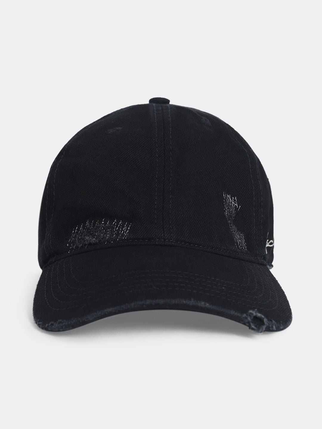 Black Ripped Denim Cap - ONE