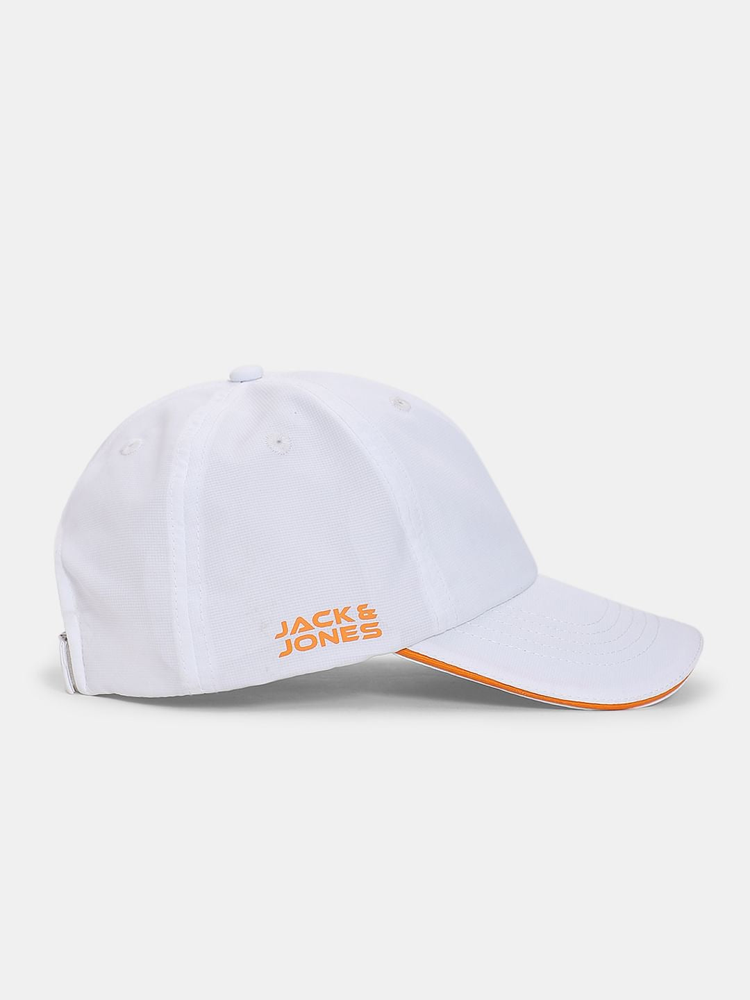 White Logo Print Cap