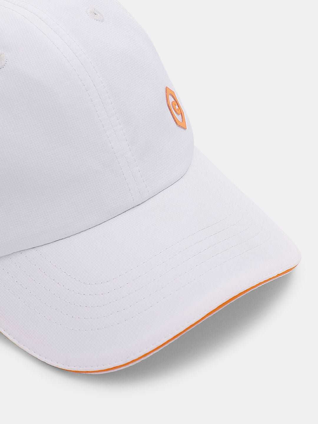 White Logo Print Cap