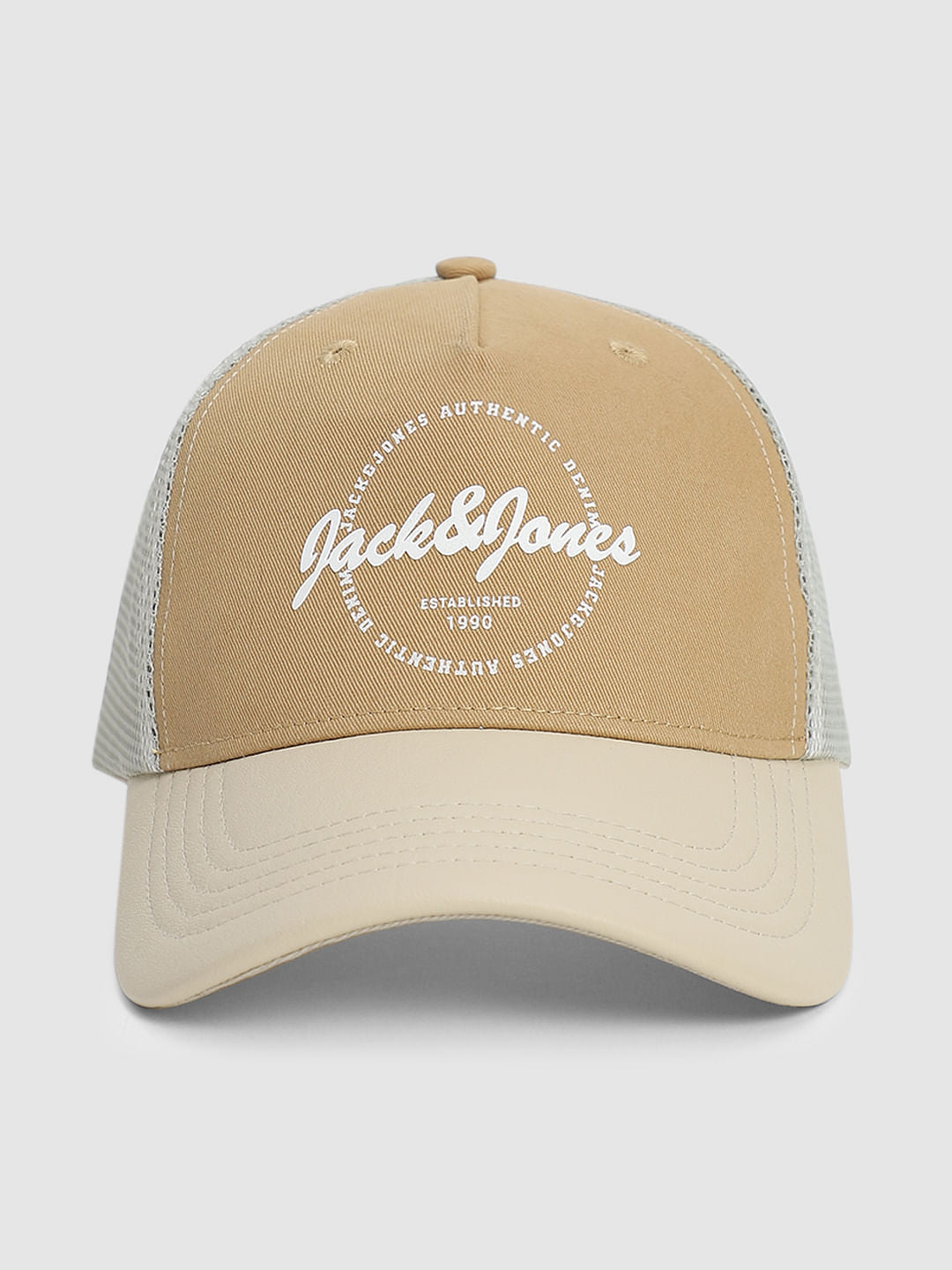 Beige Colourblocked Mesh Cap - ONE