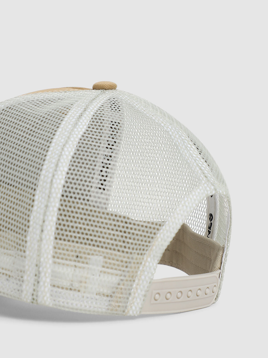 Beige Colourblocked Mesh Cap