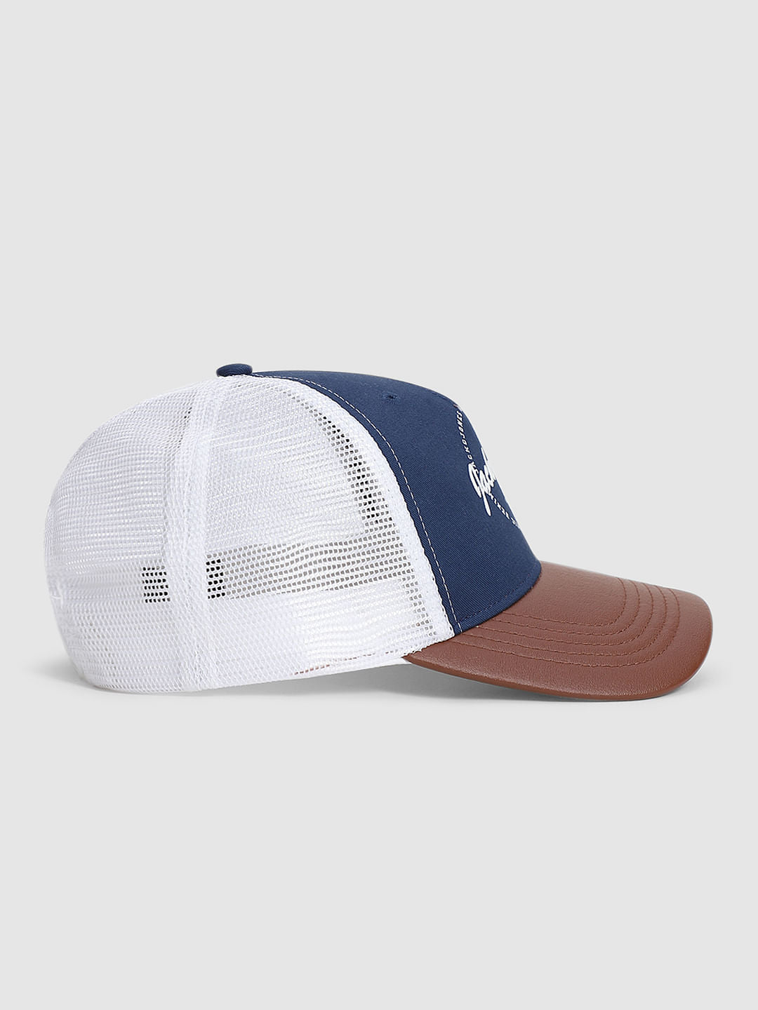 Blue Colourblocked Mesh Cap