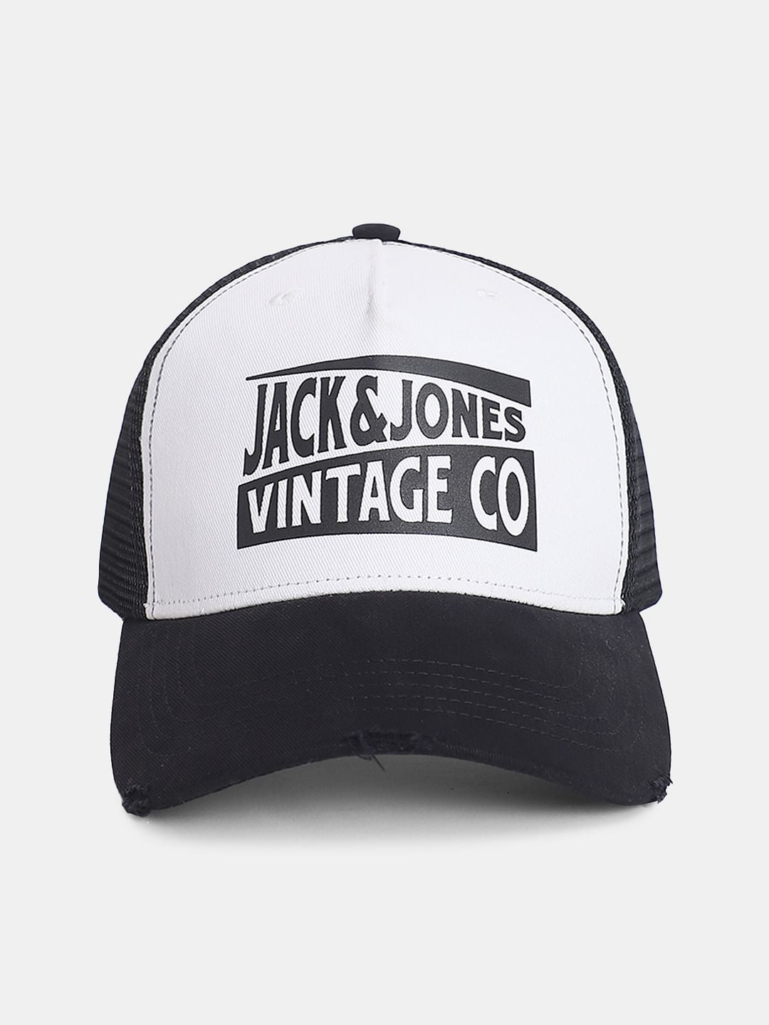 Black Colourblocked Mesh Trucker Cap - ONE