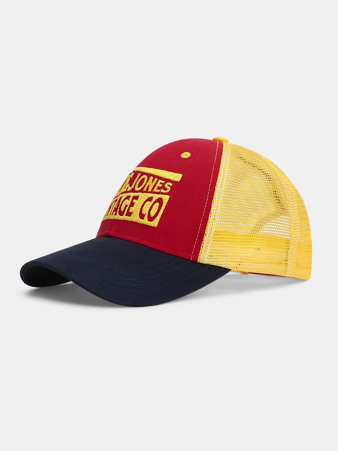 Red Mesh Colourblocked Trucker Cap