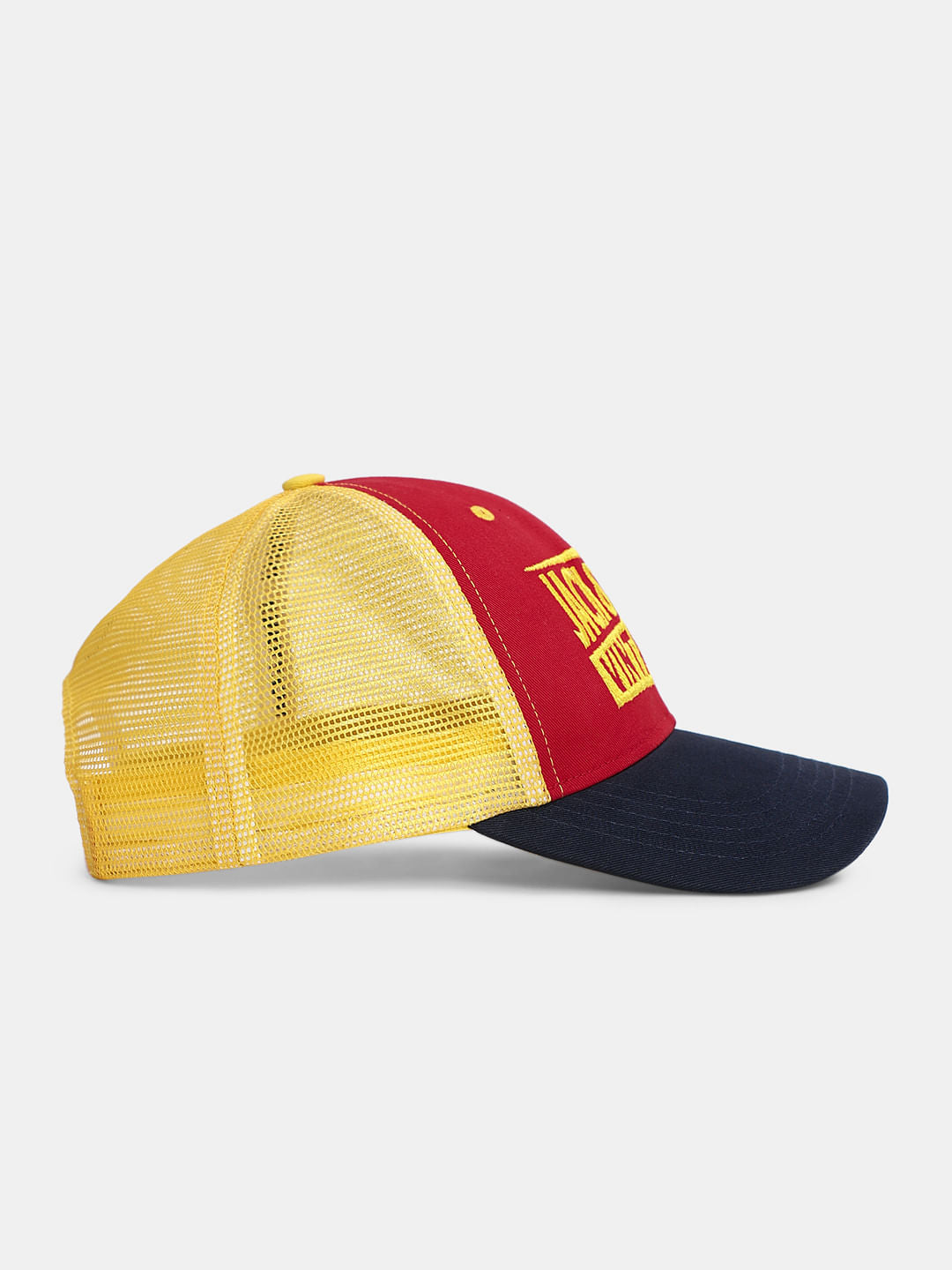 Red Mesh Colourblocked Trucker Cap