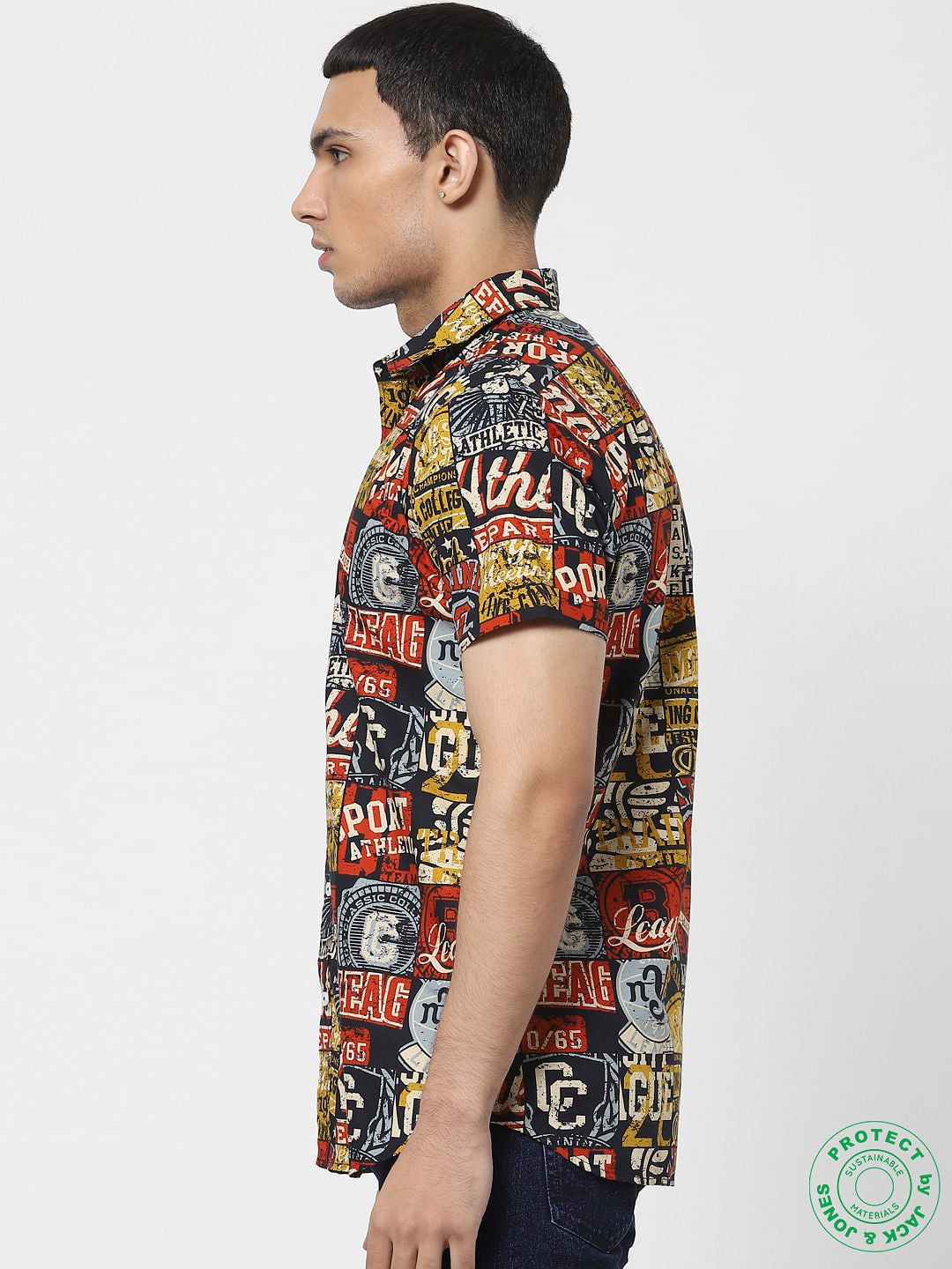 Multi-coloured Printed Half Sleeves Shirt