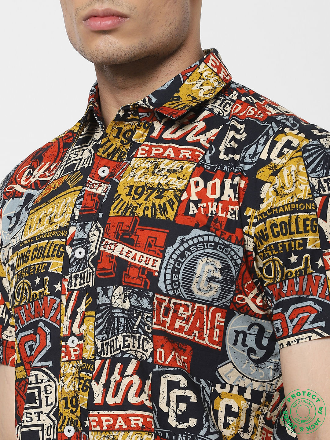 Multi-coloured Printed Half Sleeves Shirt