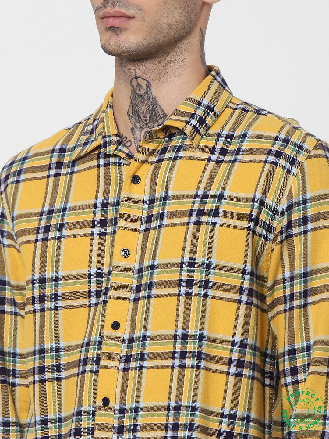 Yellow Check Full Sleeves Shirt