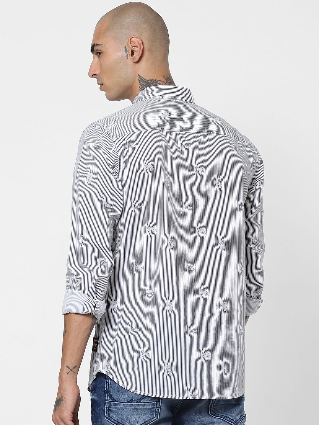 White Striped Full Sleeves Shirt