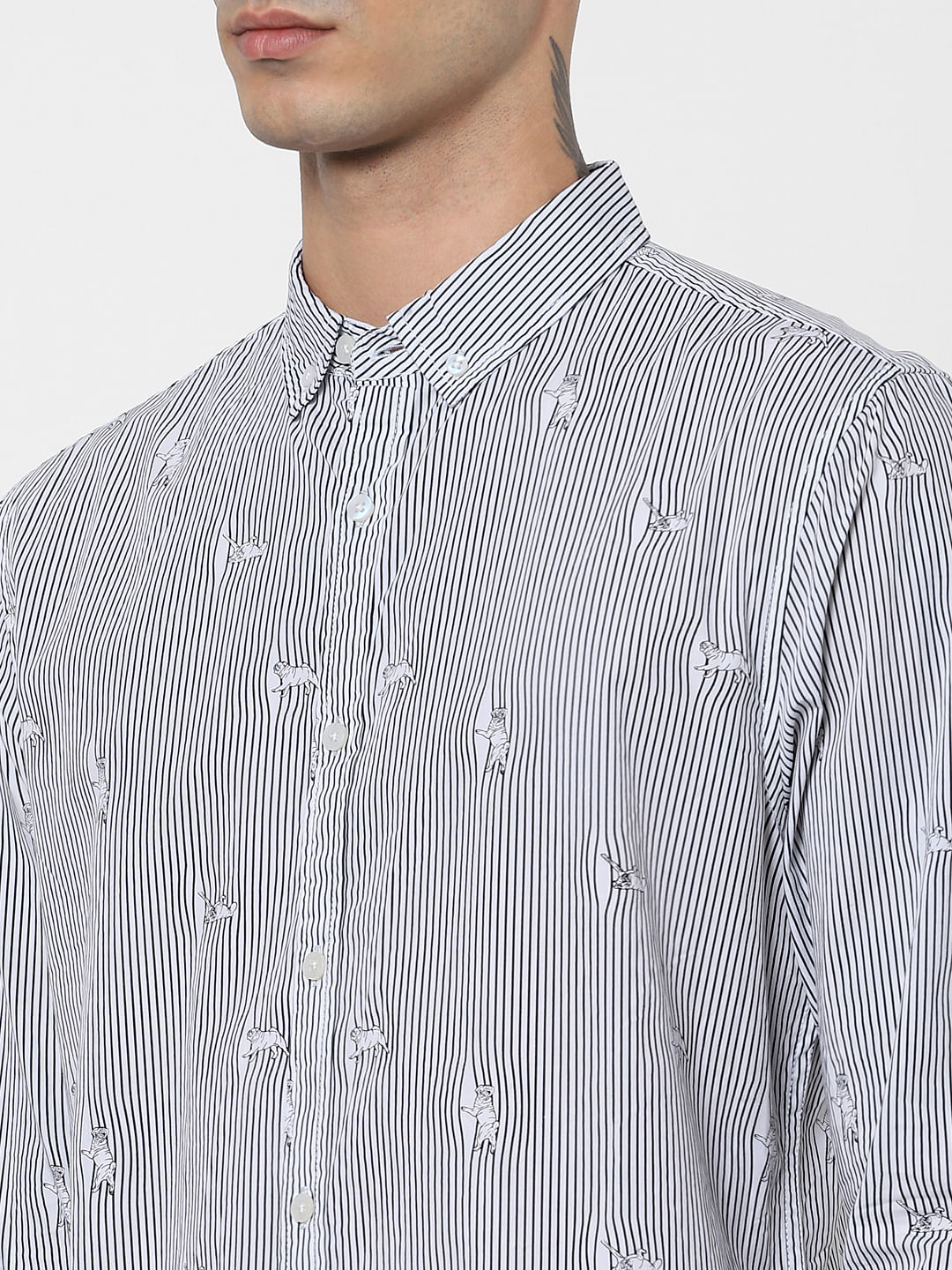White Striped Full Sleeves Shirt
