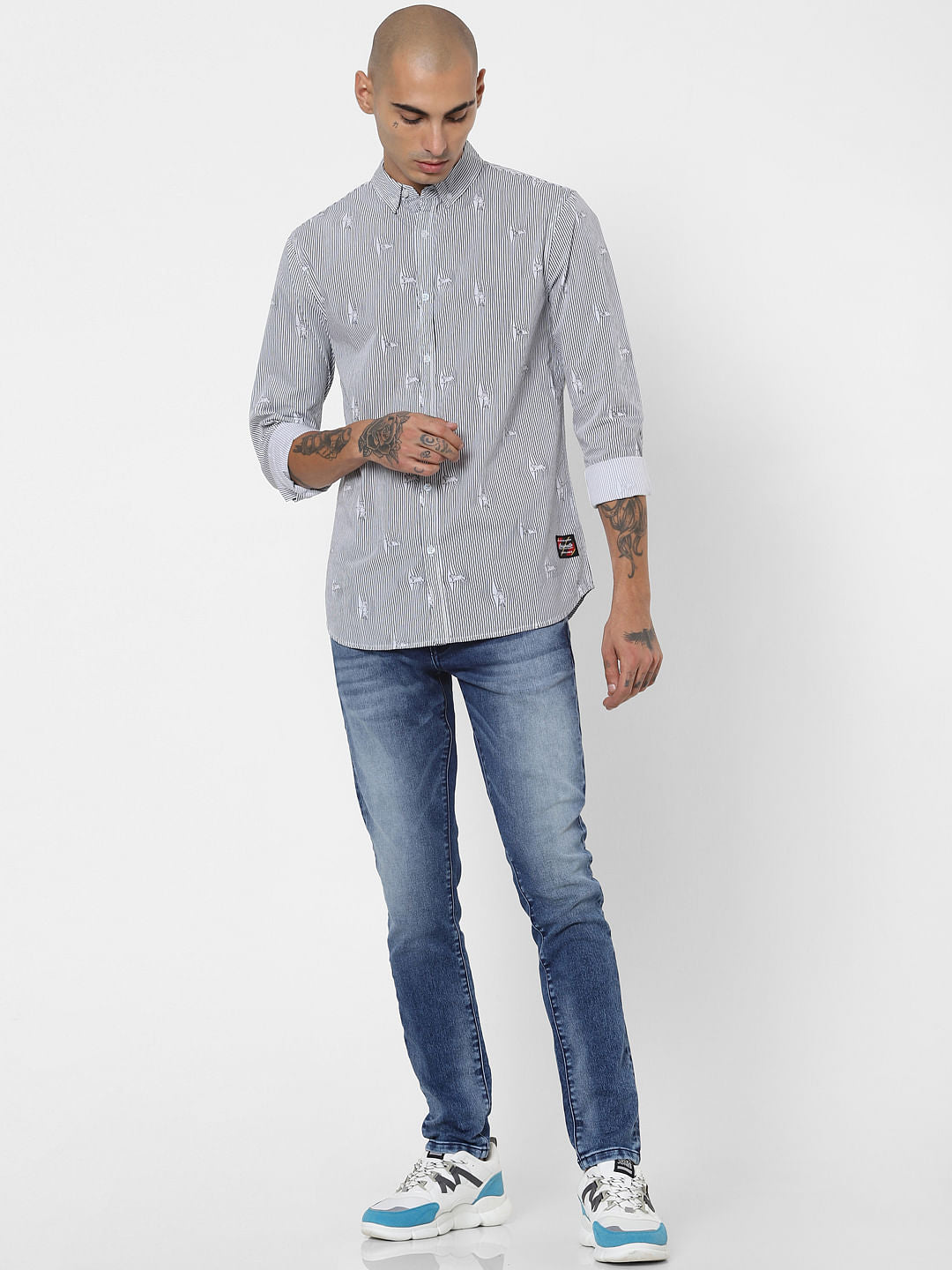 White Striped Full Sleeves Shirt