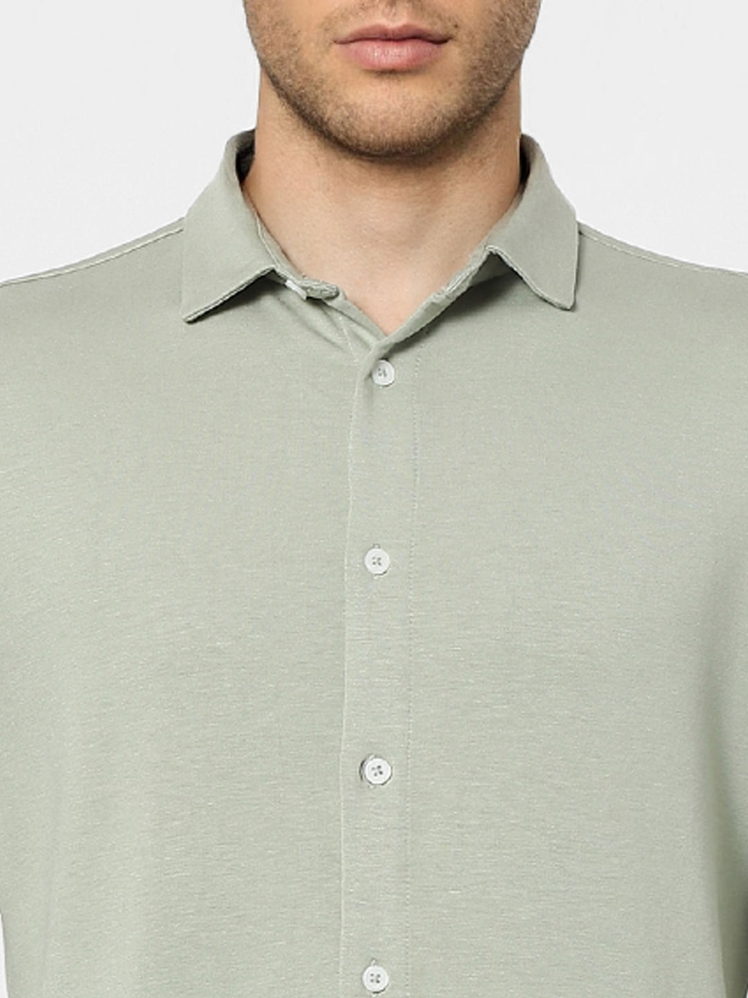 Green Jersey Knit Full Sleeves Shirt