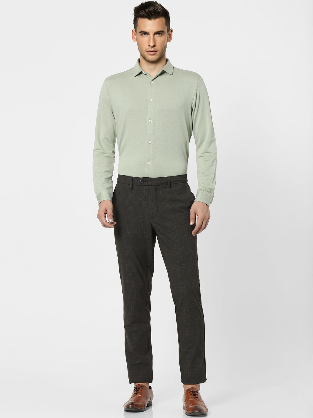 Green Jersey Knit Full Sleeves Shirt