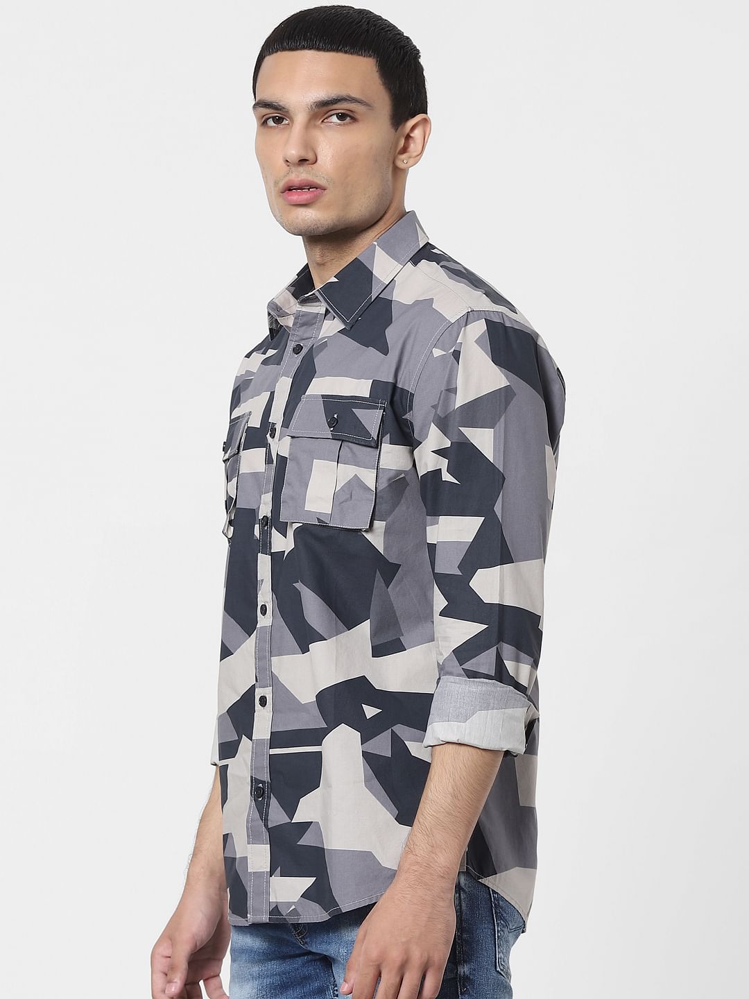 Blue Abstract Print Full Sleeves Shirt