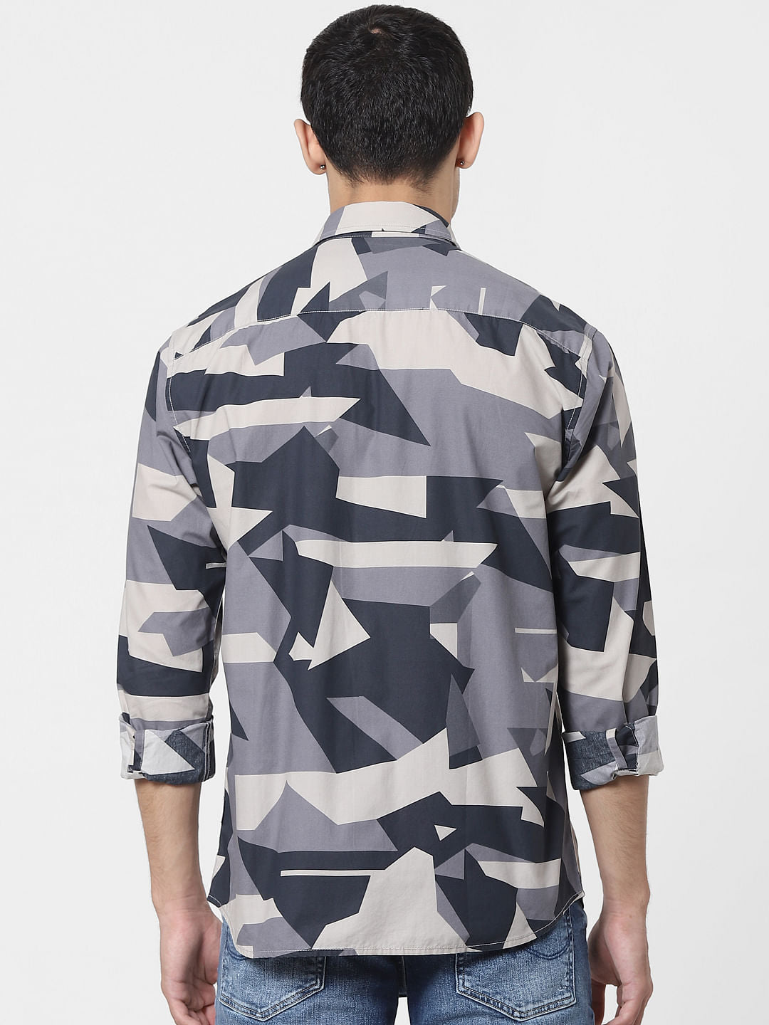 Blue Abstract Print Full Sleeves Shirt