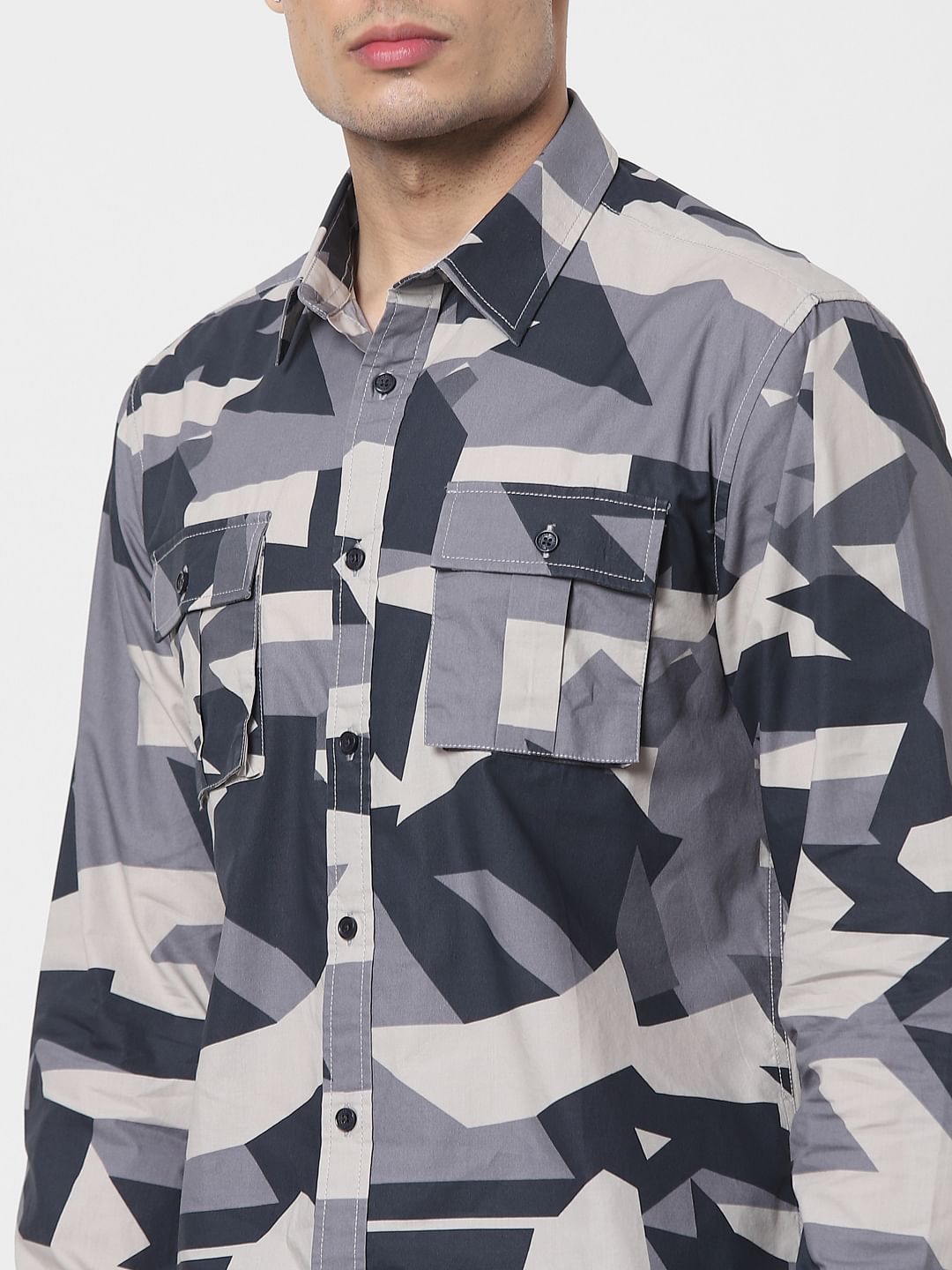 Blue Abstract Print Full Sleeves Shirt