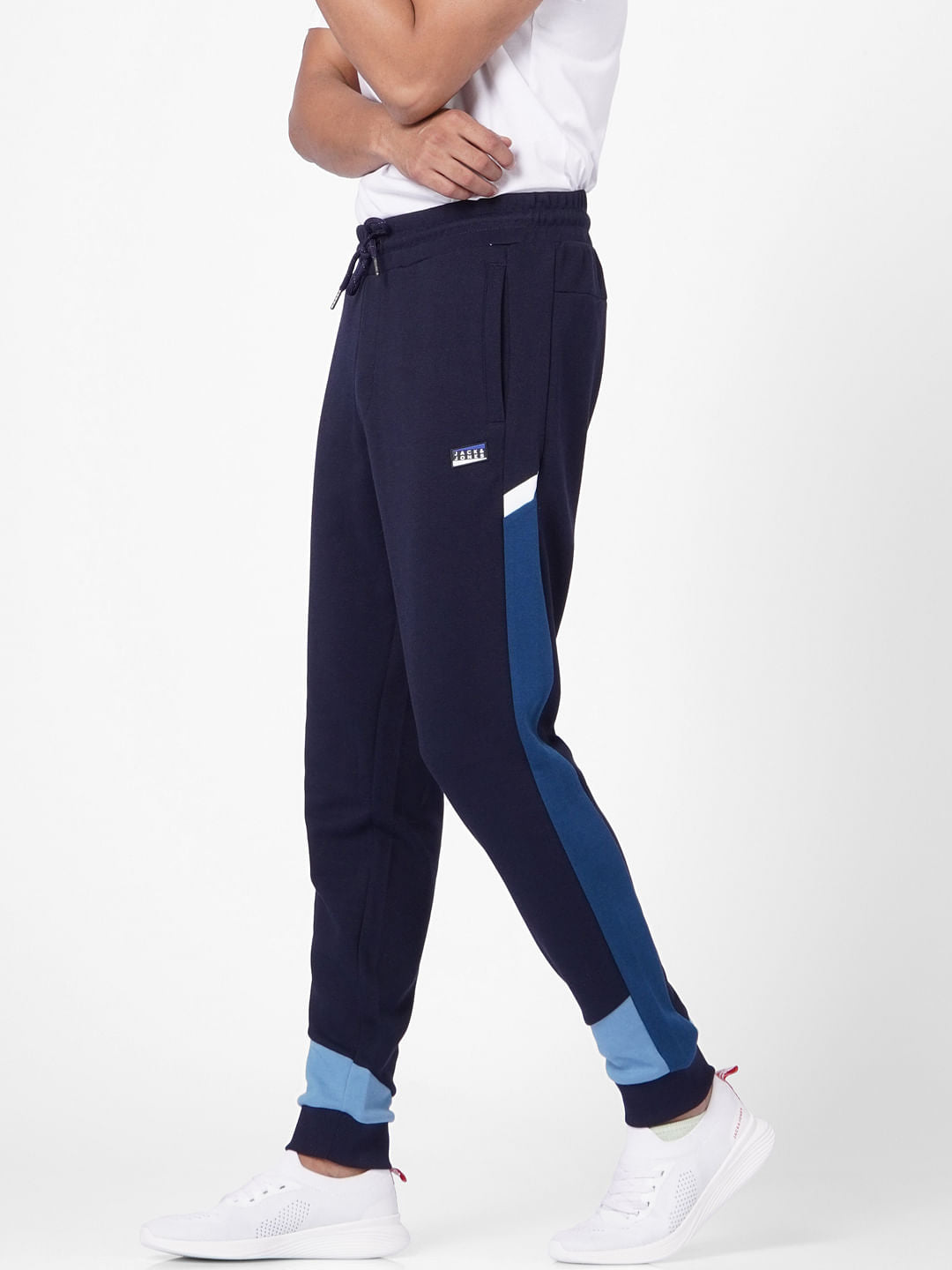 Blue Colourblocked Sweatpants