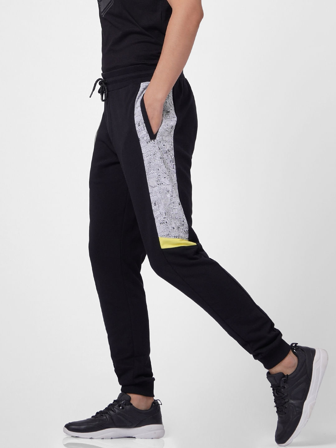 Black Tape Detail Sweatpants