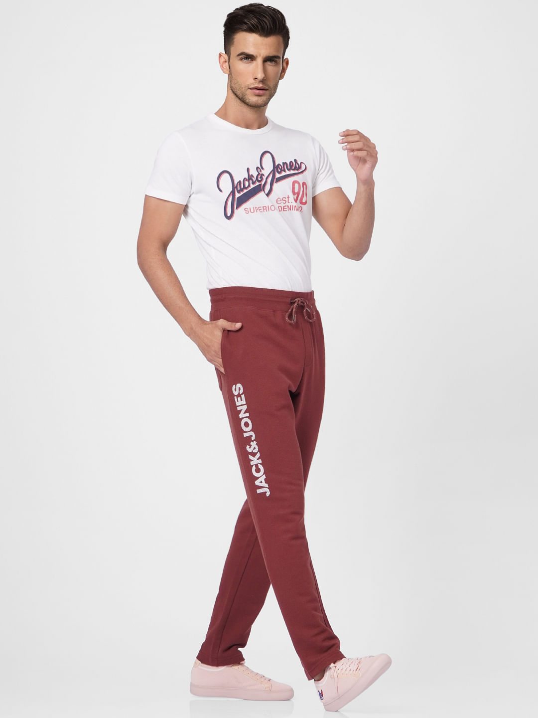 Red Logo Print Sweatpants - S