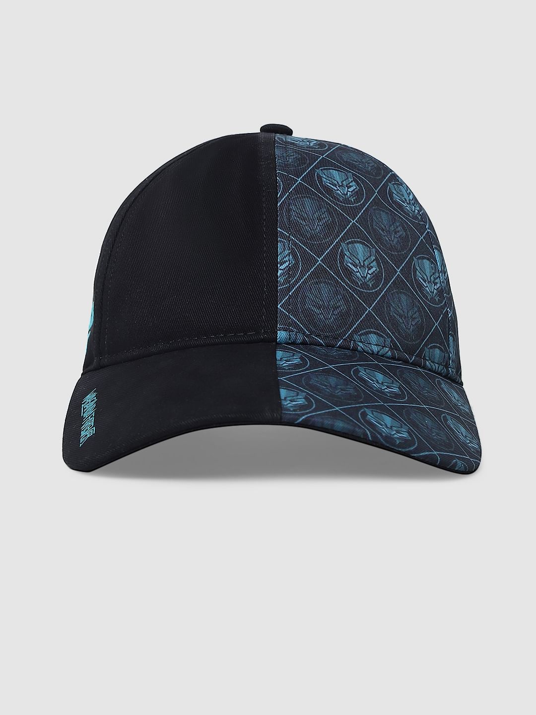 JACK&JONES X BLACK PANTHER X Black Panther Black Colourblocked Printed Cap