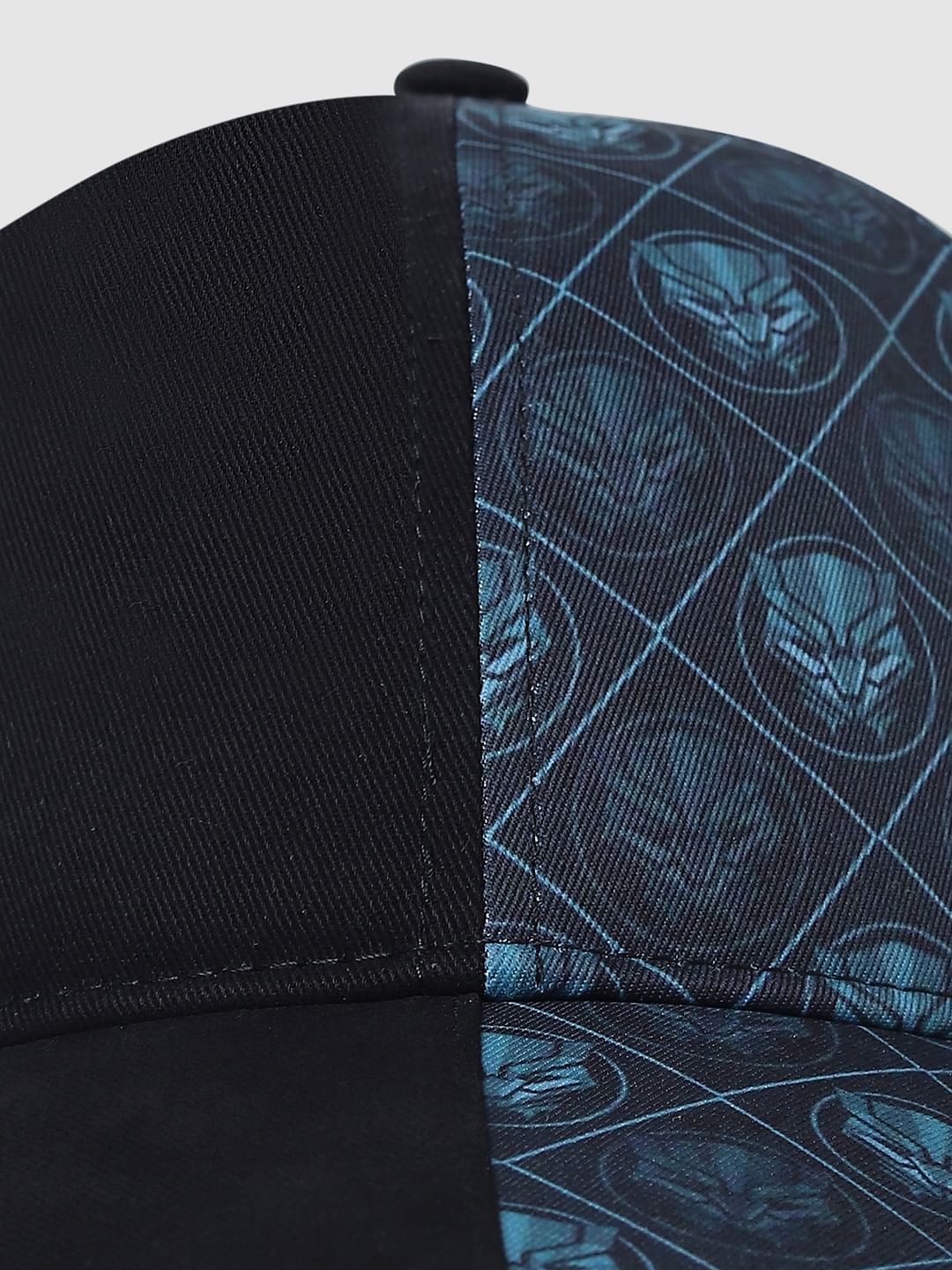 JACK&JONES X BLACK PANTHER X Black Panther Black Colourblocked Printed Cap