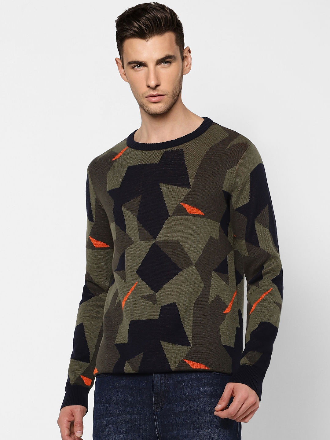 Green Abstract Print Pullover