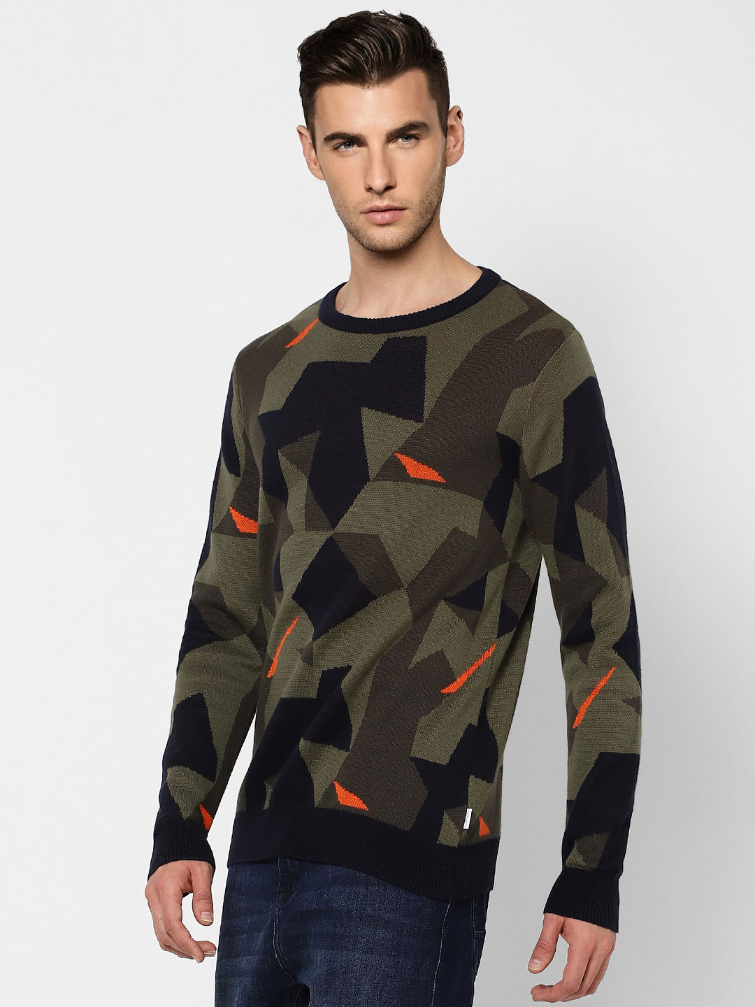 Green Abstract Print Pullover