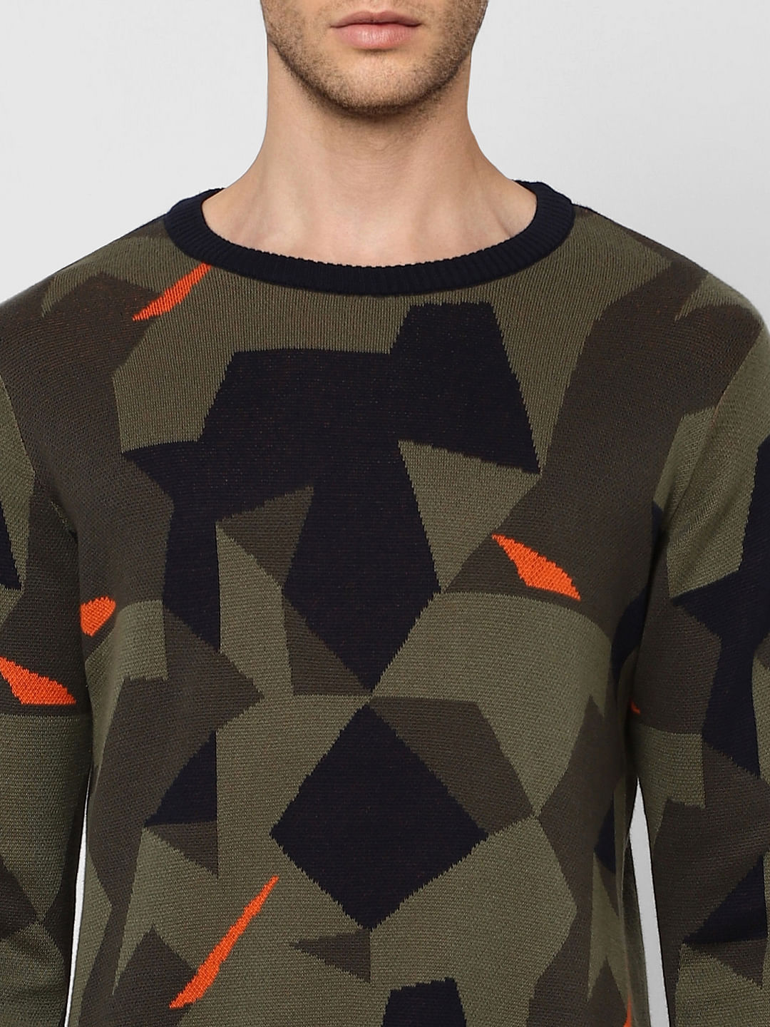 Green Abstract Print Pullover