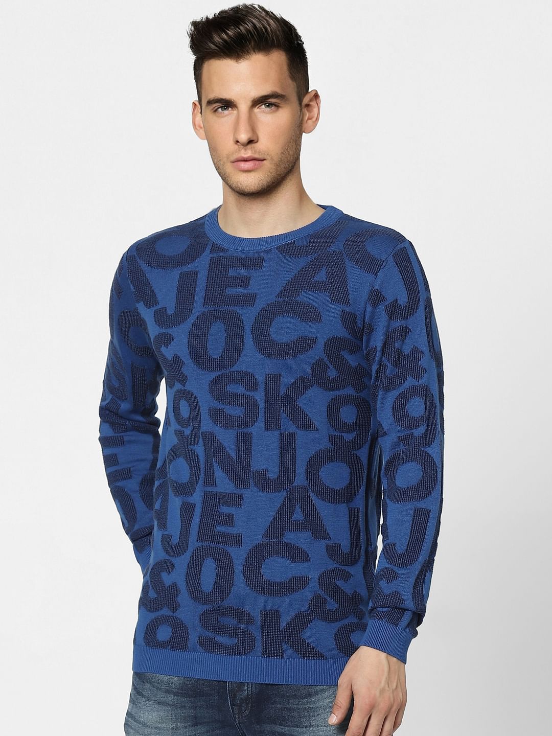 Blue Printed Pullover