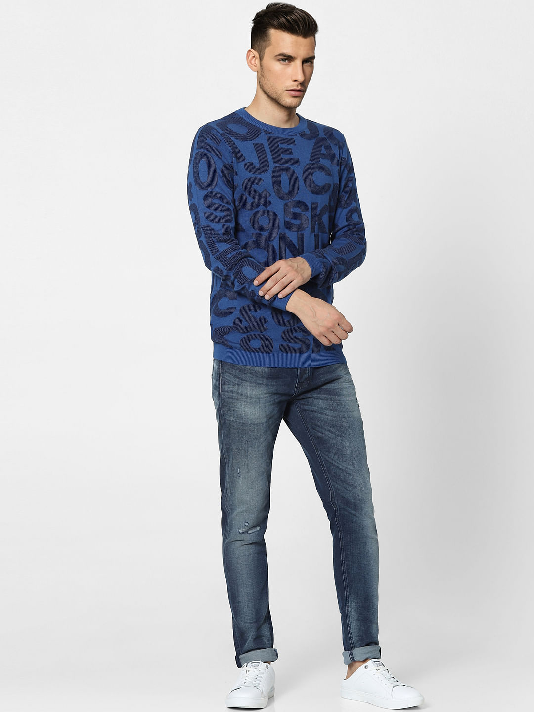 Blue Printed Pullover