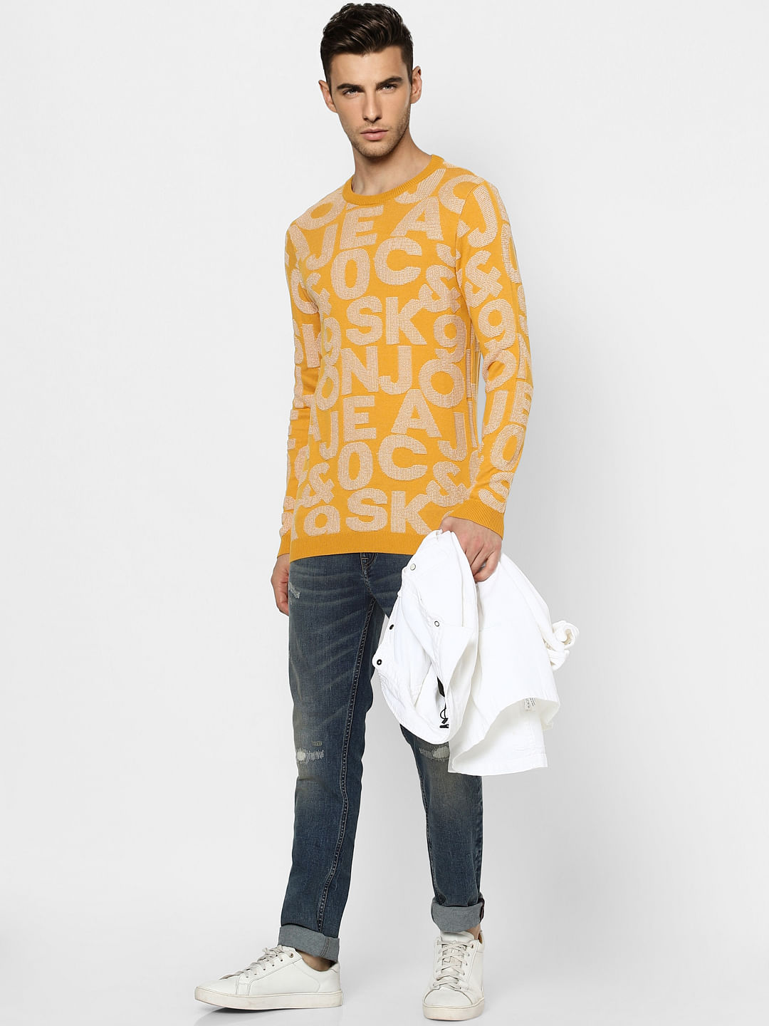 Orange Printed Pullover - S