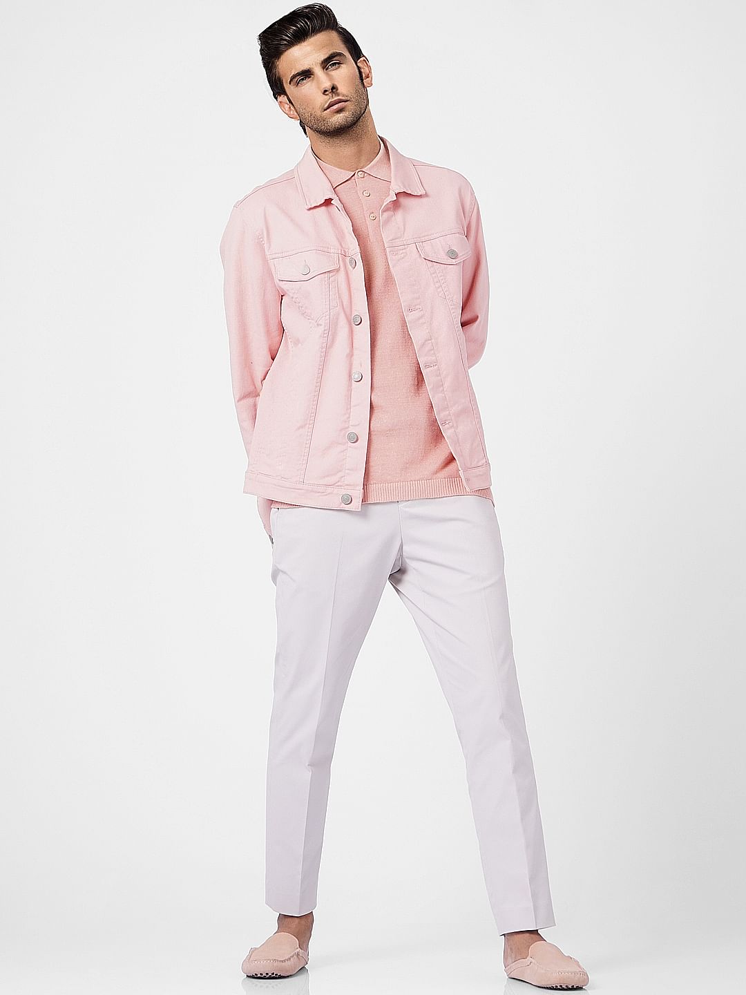 Pink Linen Knitted Polo T-shirt