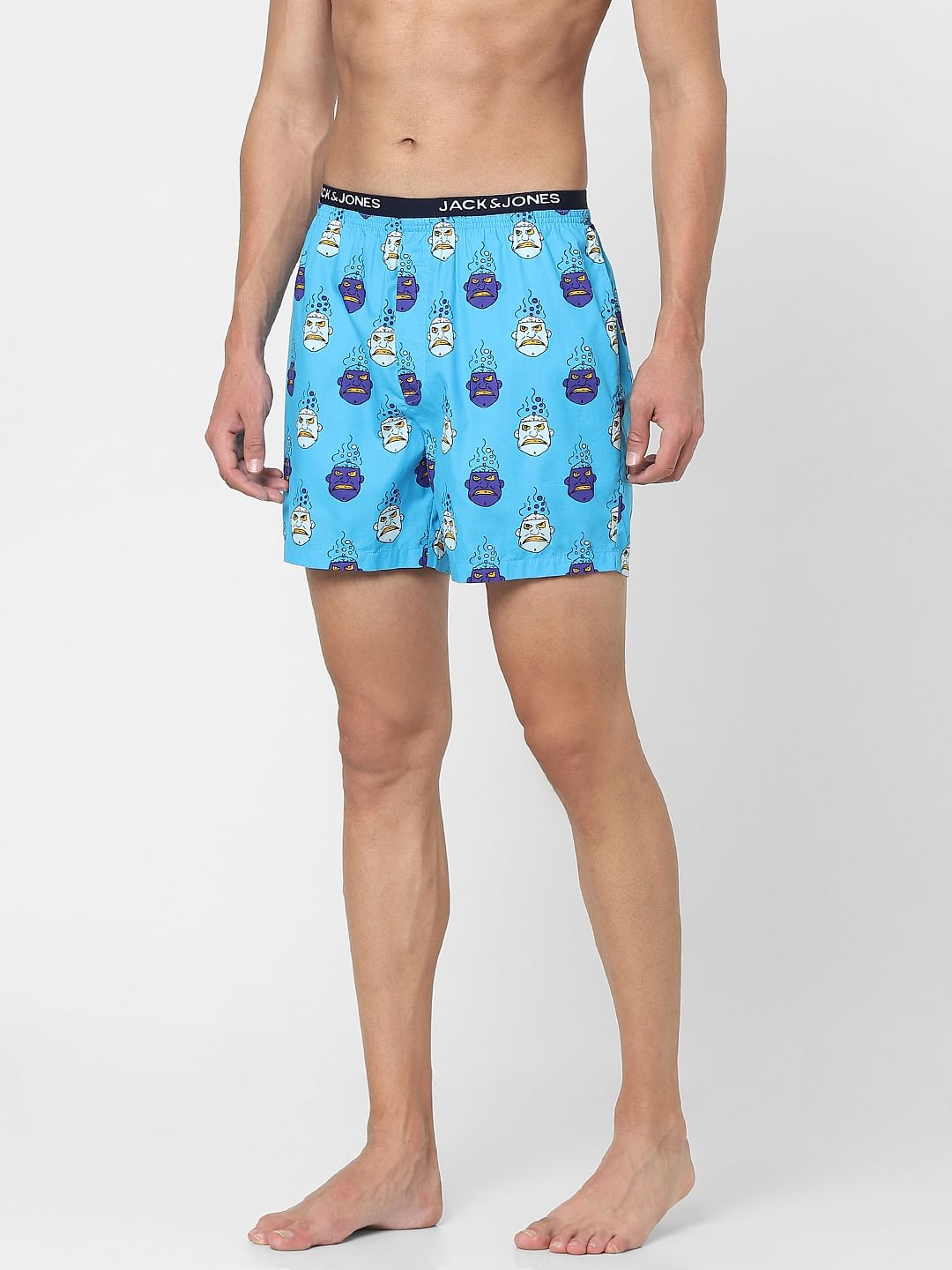 Blue Graphic Print Boxers