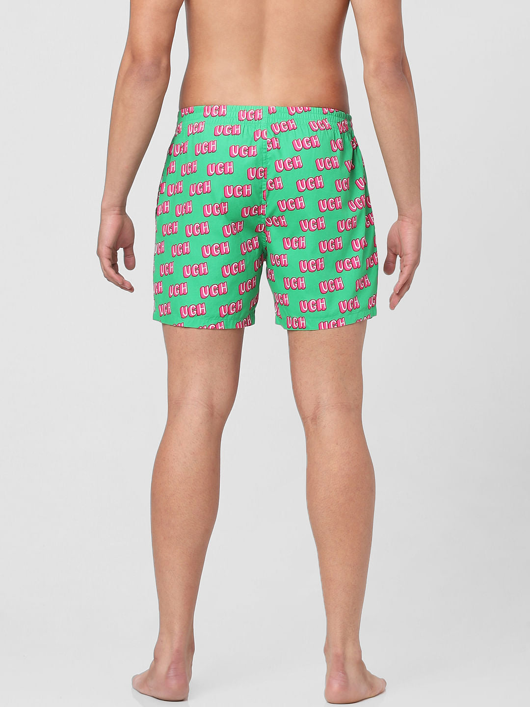 Green Text Print Boxers
